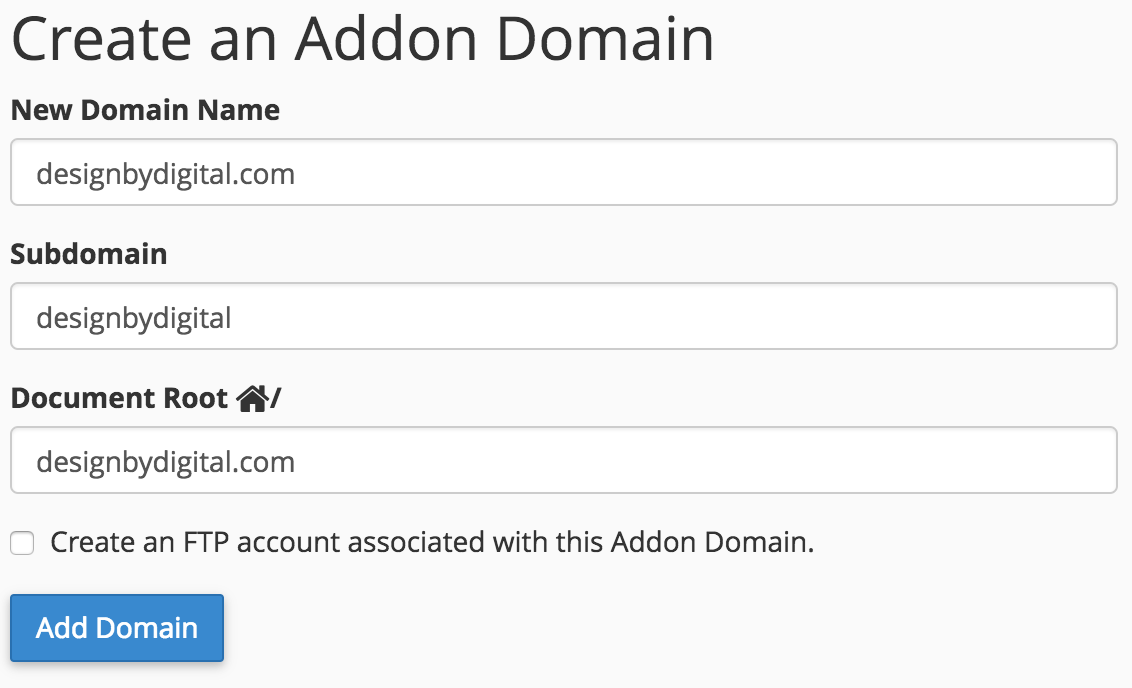 Create an Addon Domain