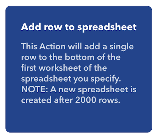 IFTTT Add Row To Spreadsheet