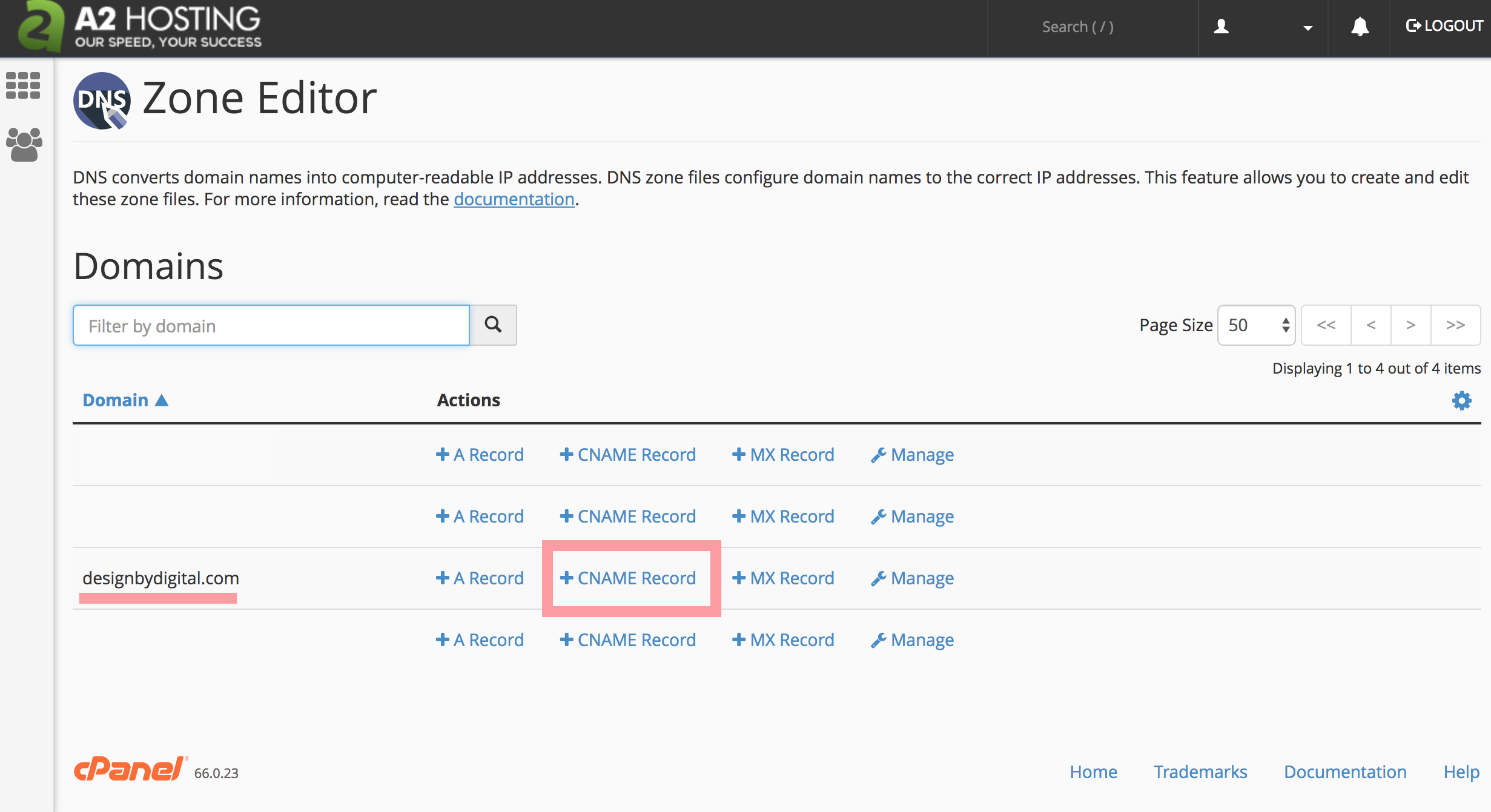 Add A Cname Record In A2 Hosting Cpanel