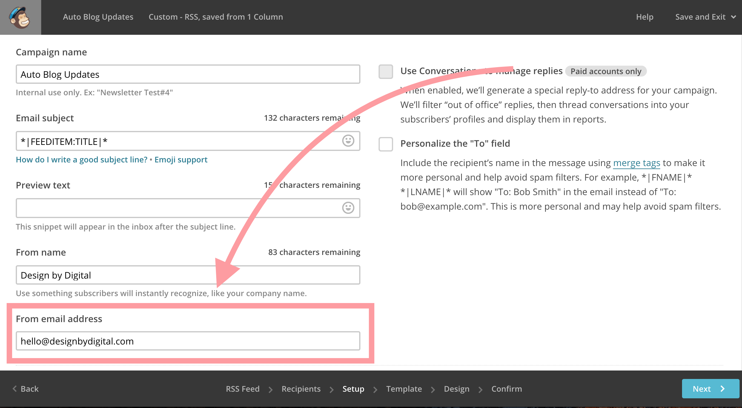 Personalized “From” names and email addresses