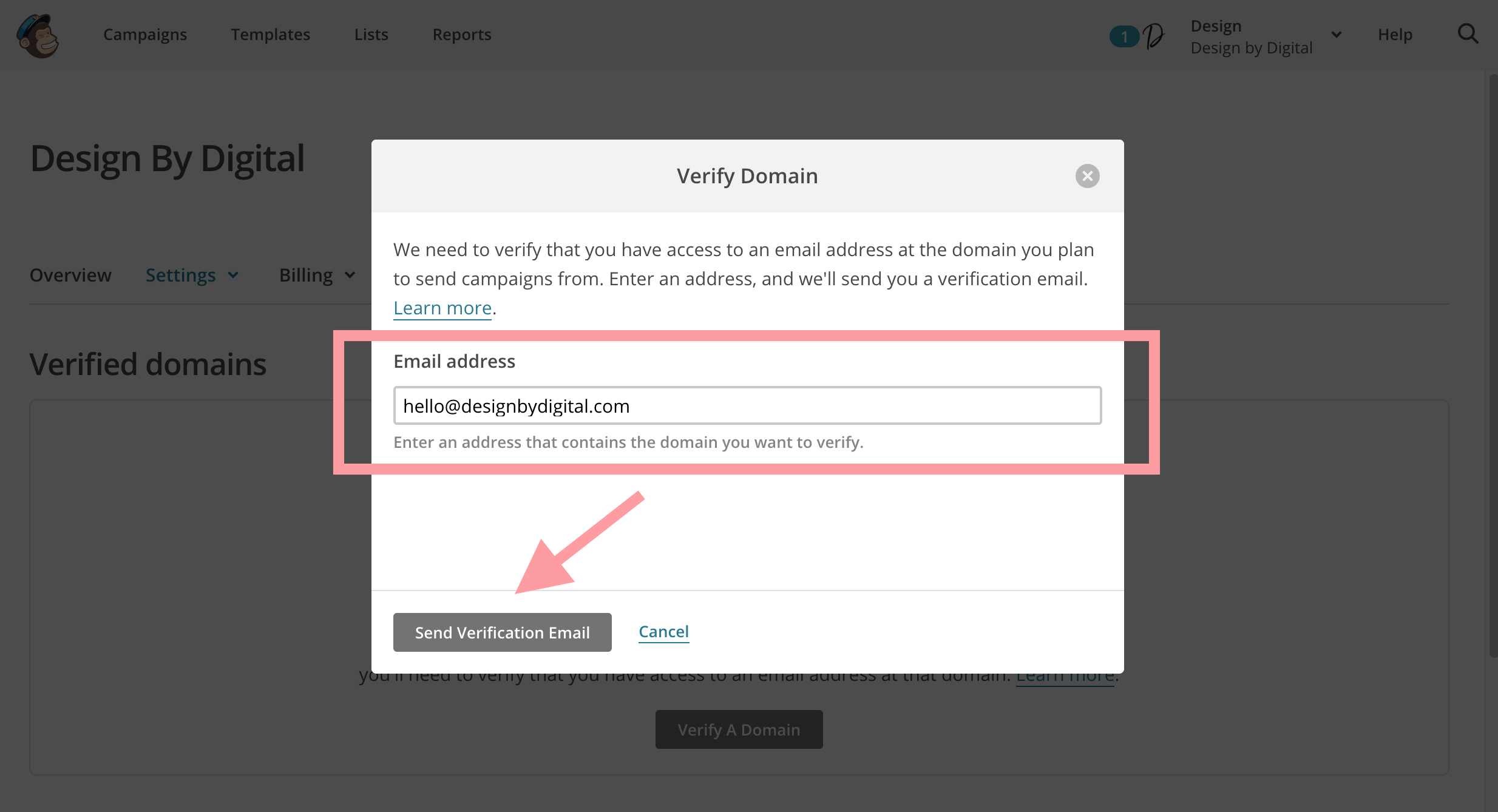 mailchimp verify email