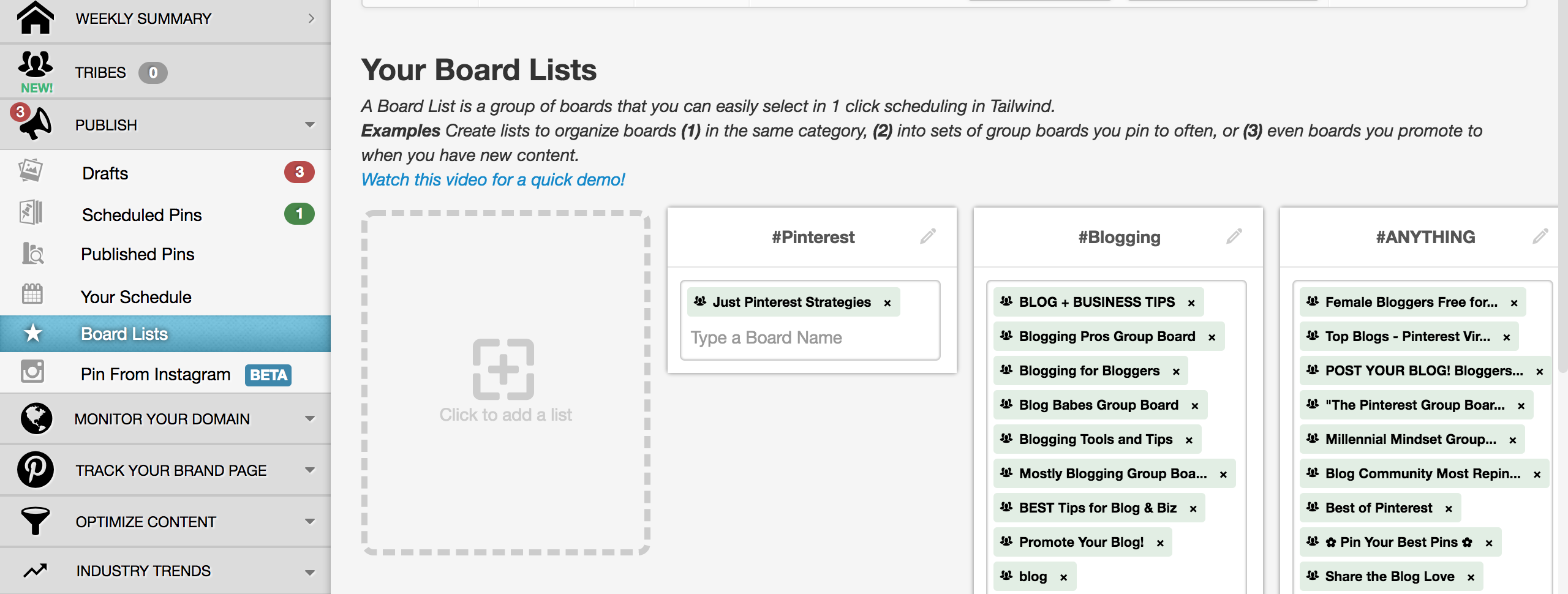 Creating Board Lists With Tailwind To Increase Traffic From Pinterest