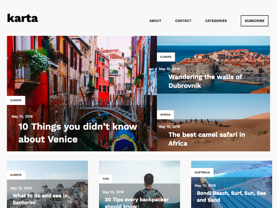 Karta Free Travel Blog Theme