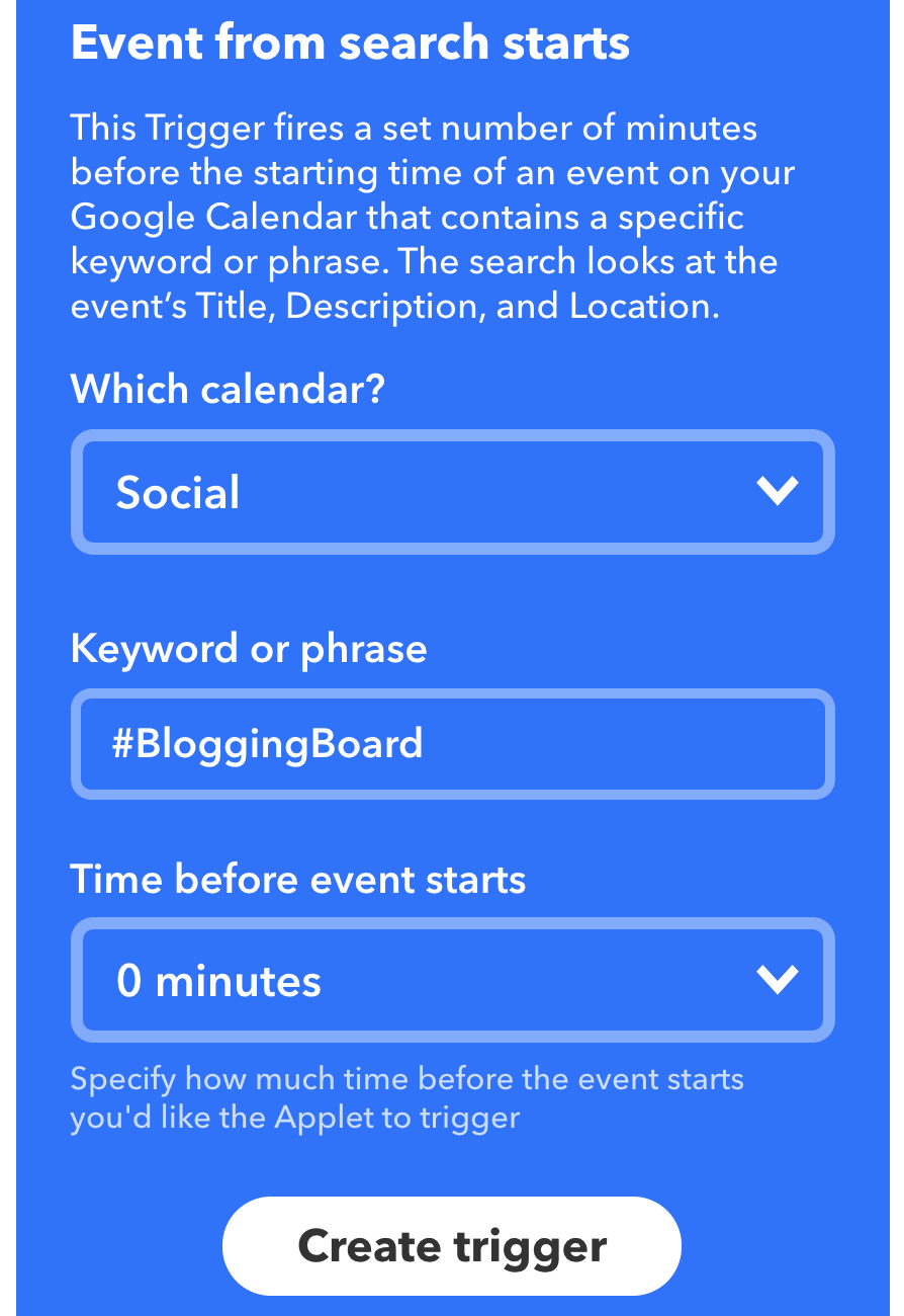 Event From Search Starts IFTTT