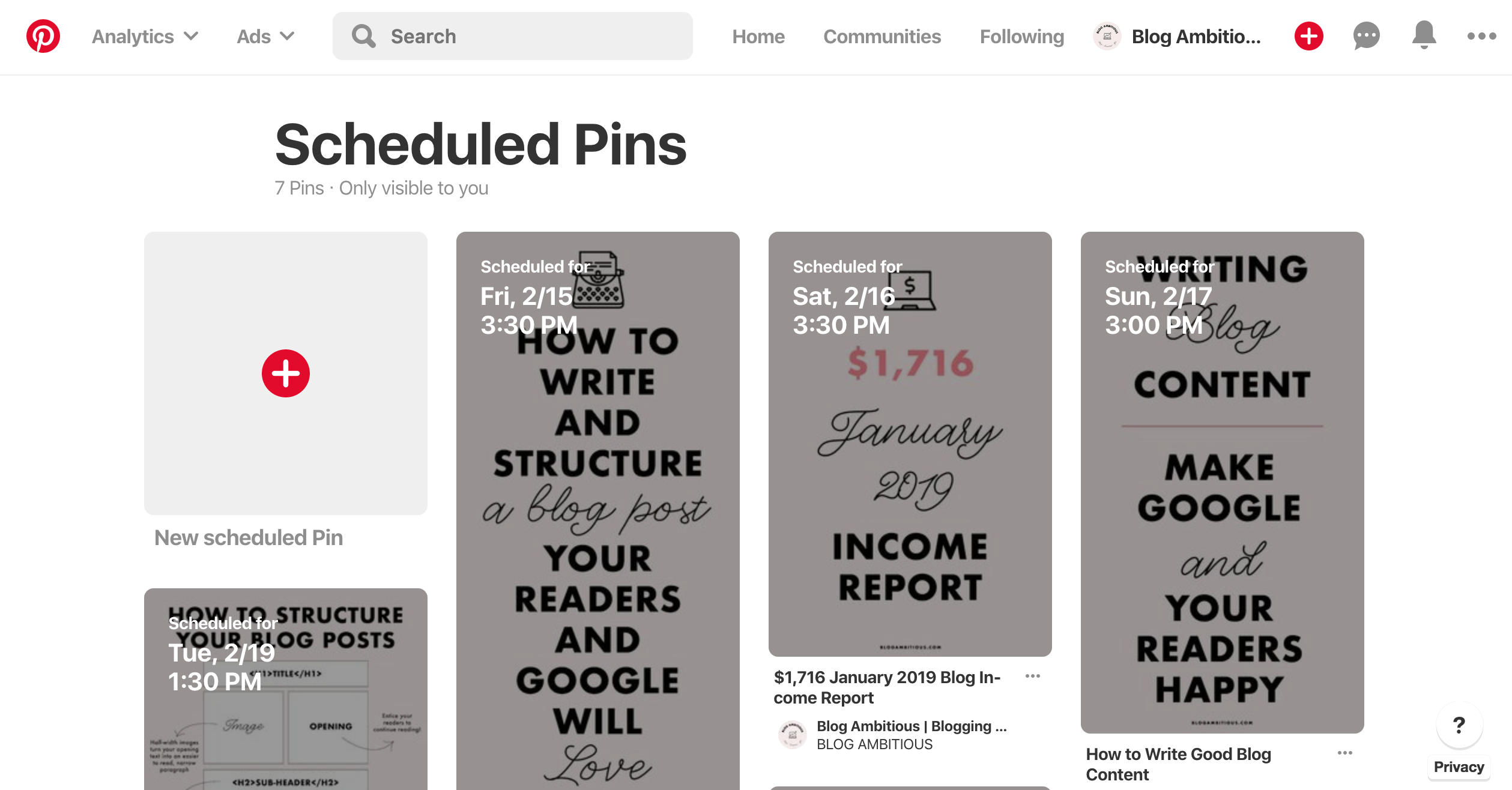 Scheduled Pins