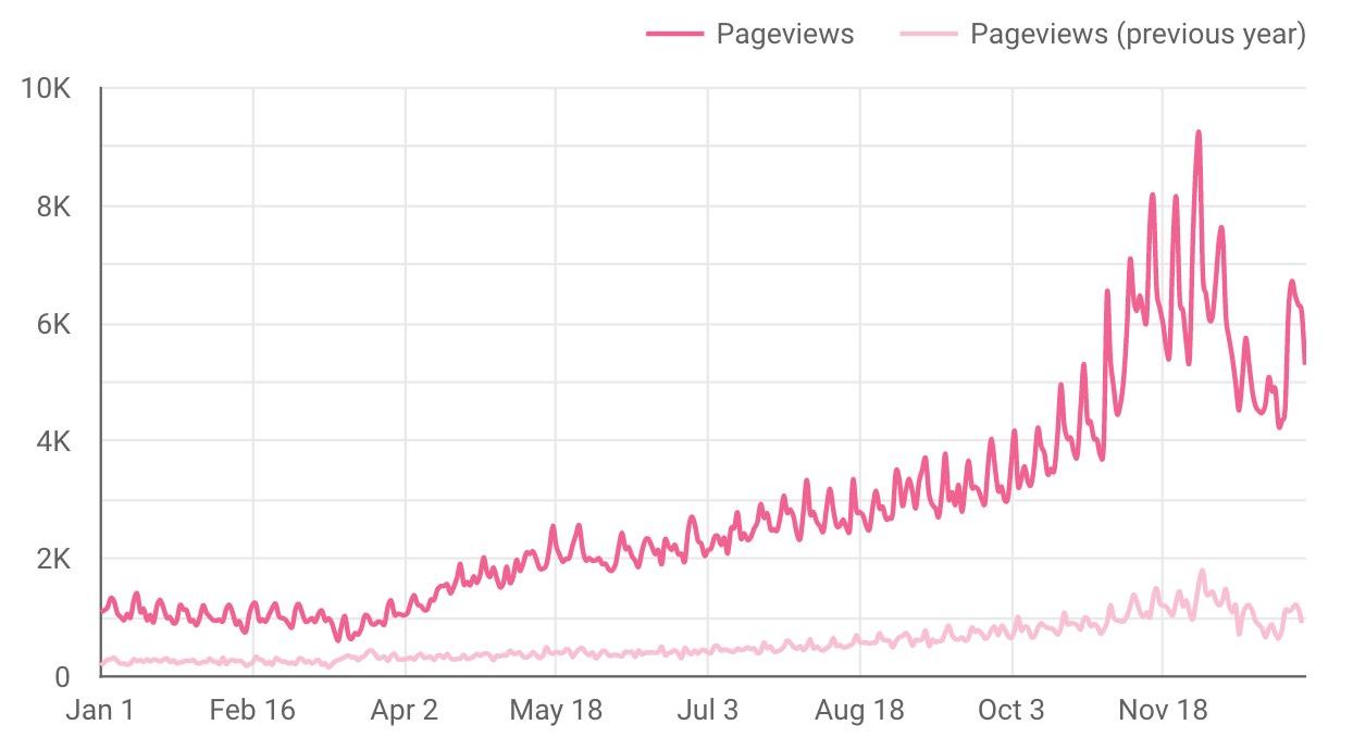 2020 Blog Traffic from Google -search engine traffic