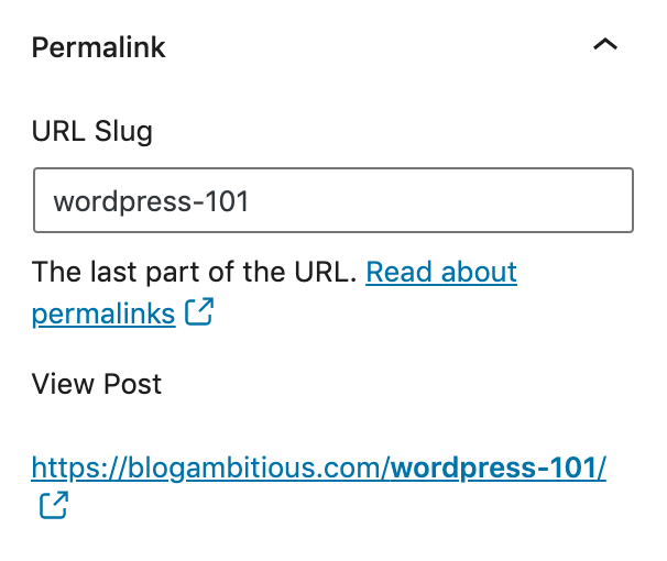 Permalink Slug WordPress Post
